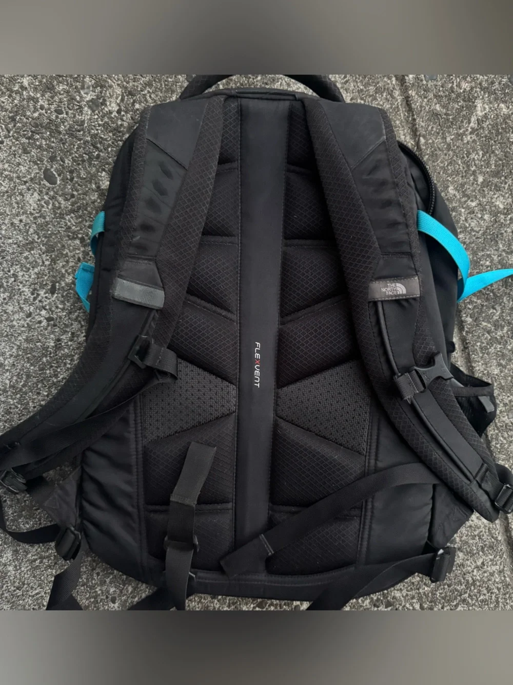 North Face RECON Backpack Trail Hiking Camping Bugout Bag Black W/ Blue Accents